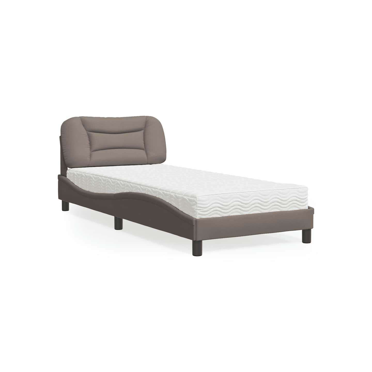 Lit avec matelas Hvar taupe 90x190 cm tissu