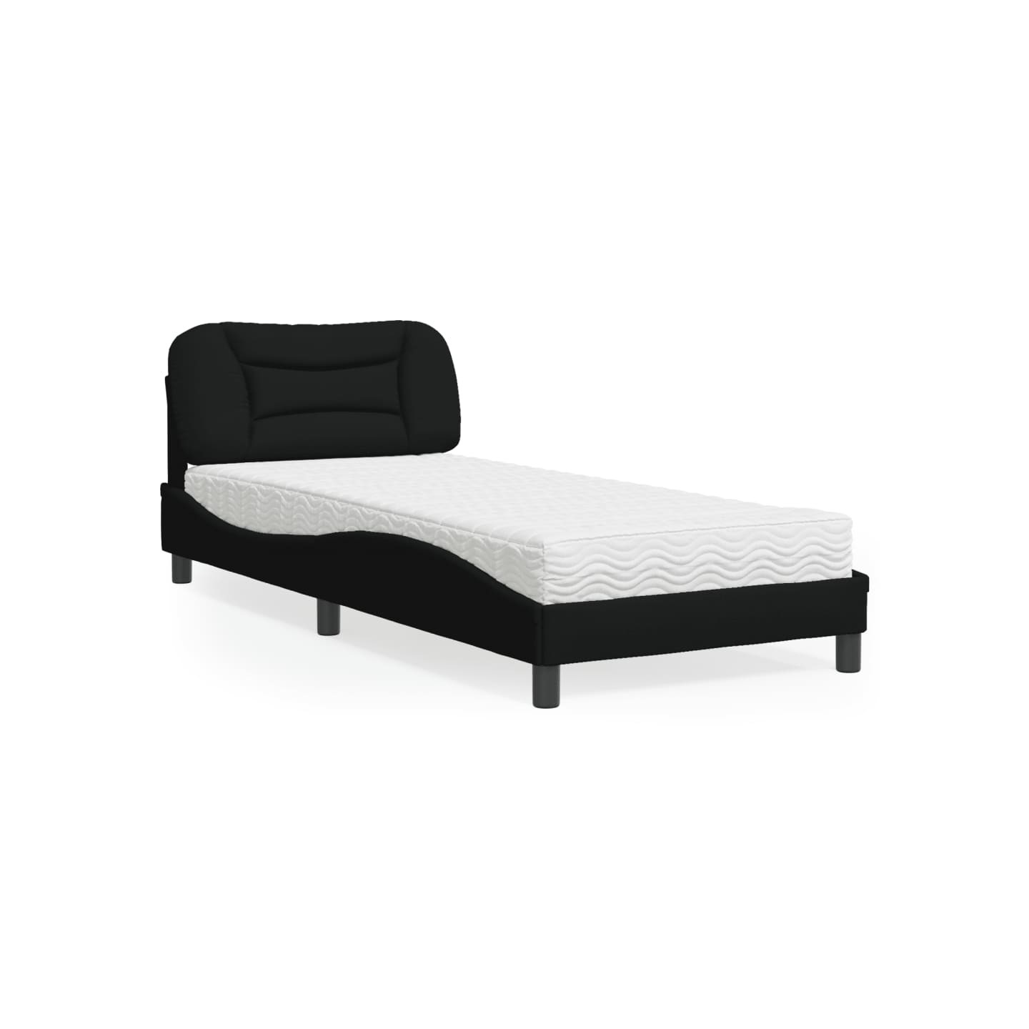 Lit avec matelas Hvar noir 80x200 cm tissu