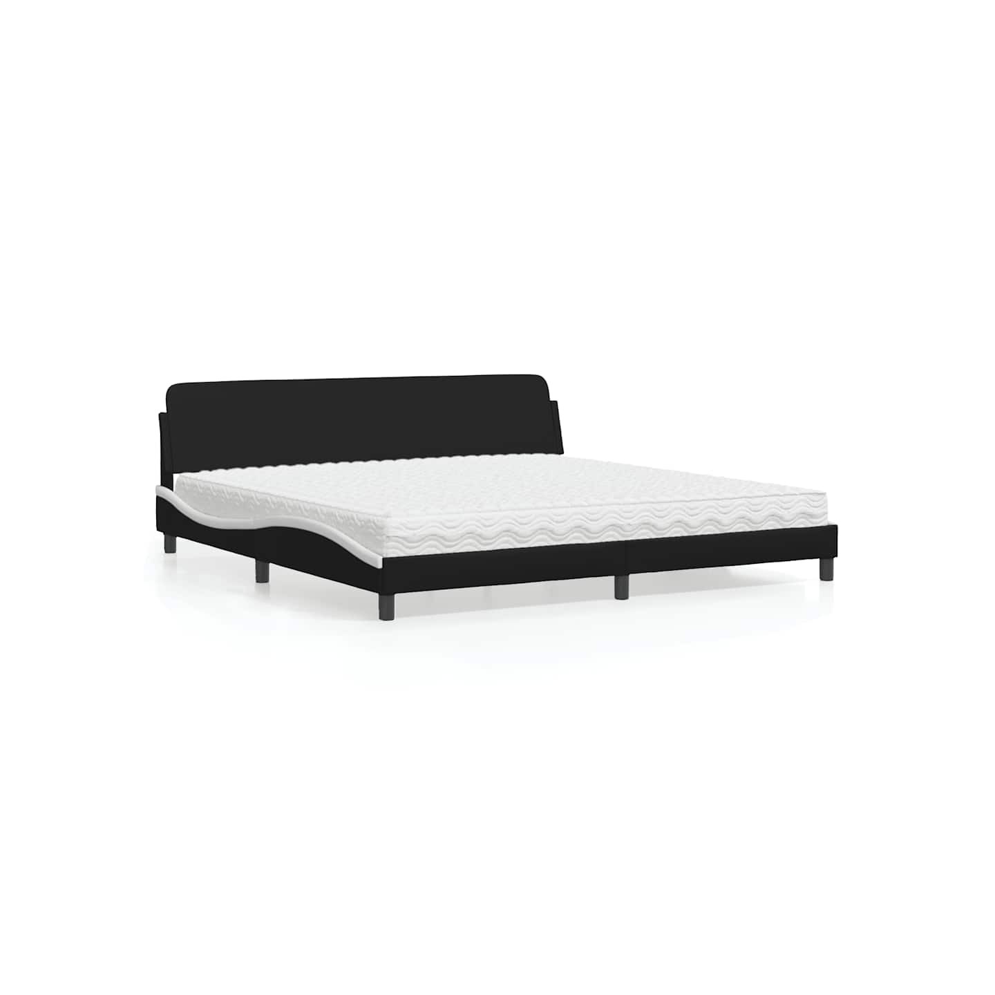 Lit avec matelas Dover noir et blanc 200x200 cm similicuir