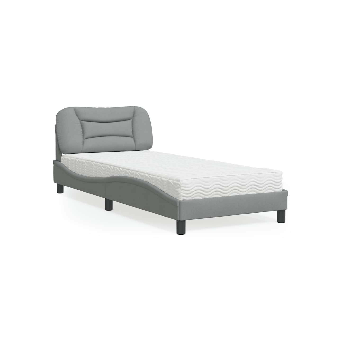 Lit avec matelas Hvar gris clair 90x190 cm tissu
