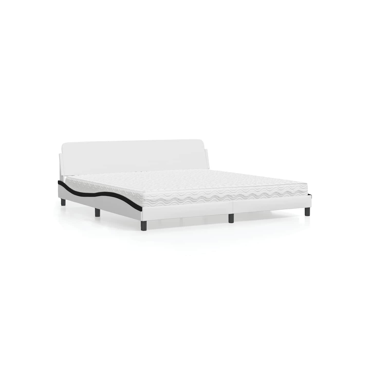 Lit avec matelas Dover blanc et noir 200x200 cm similicuir