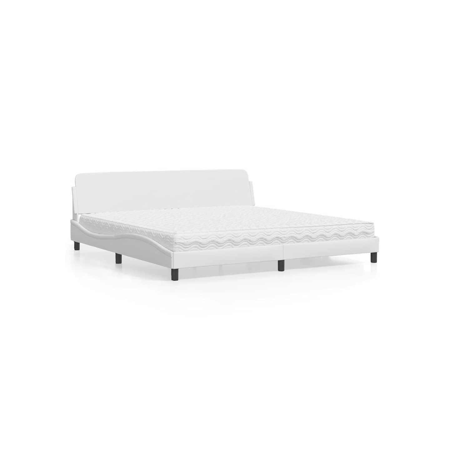 Lit avec matelas Dover blanc 200x200 cm similicuir