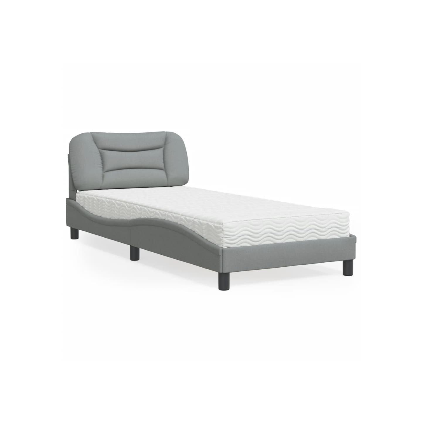 Lit avec matelas Hvar gris clair 80x200 cm tissu