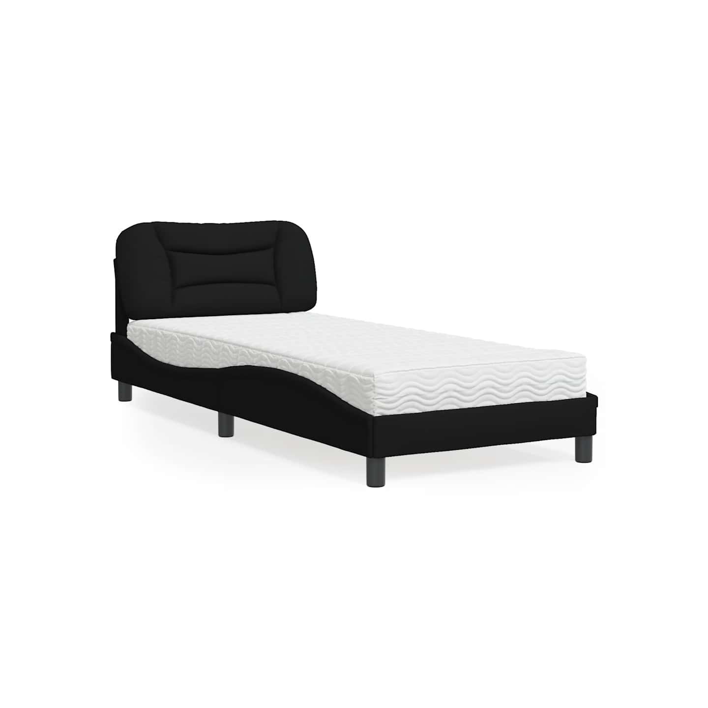 Lit avec matelas Hvar noir 90x190 cm tissu
