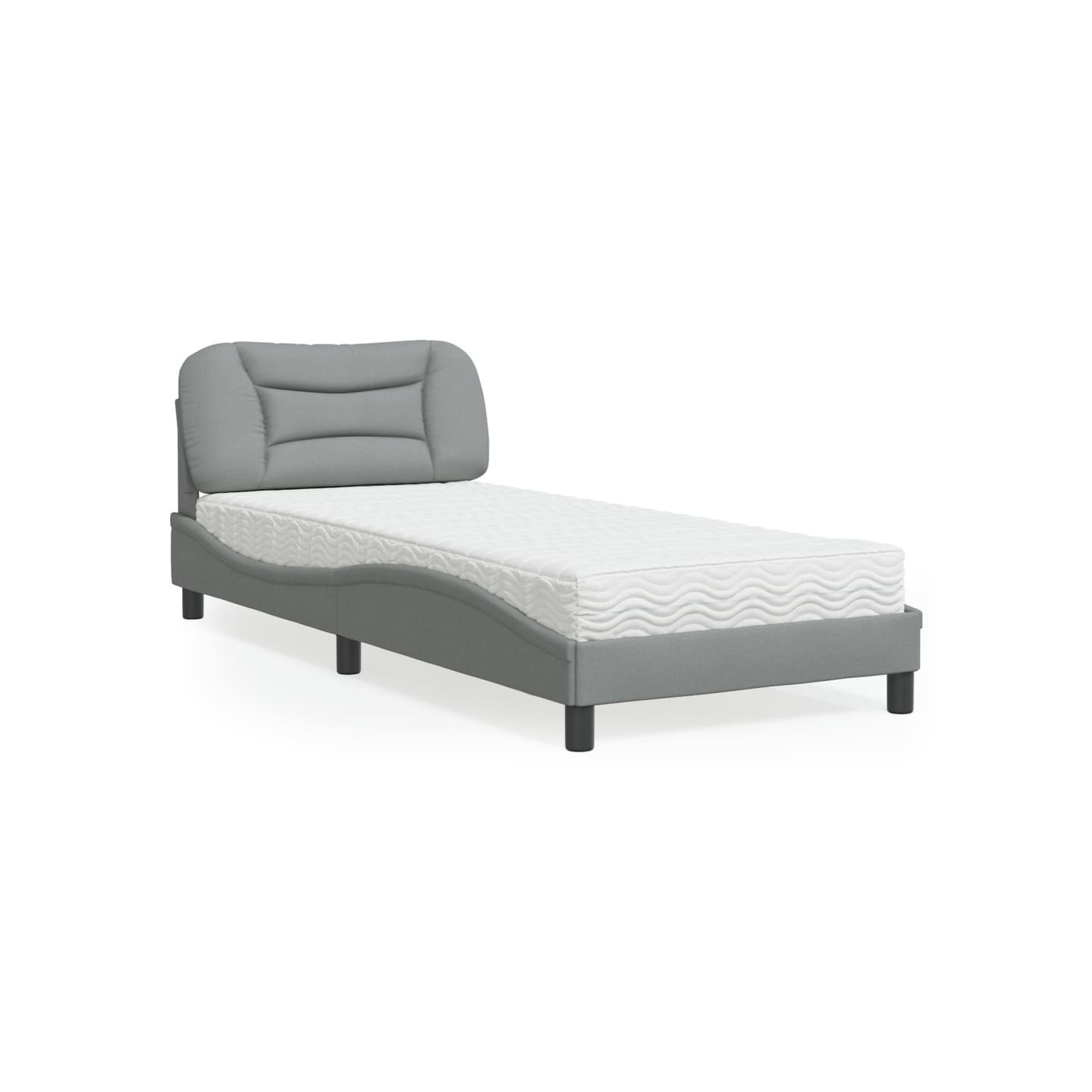 Lit avec matelas Hvar gris clair 90x200 cm tissu