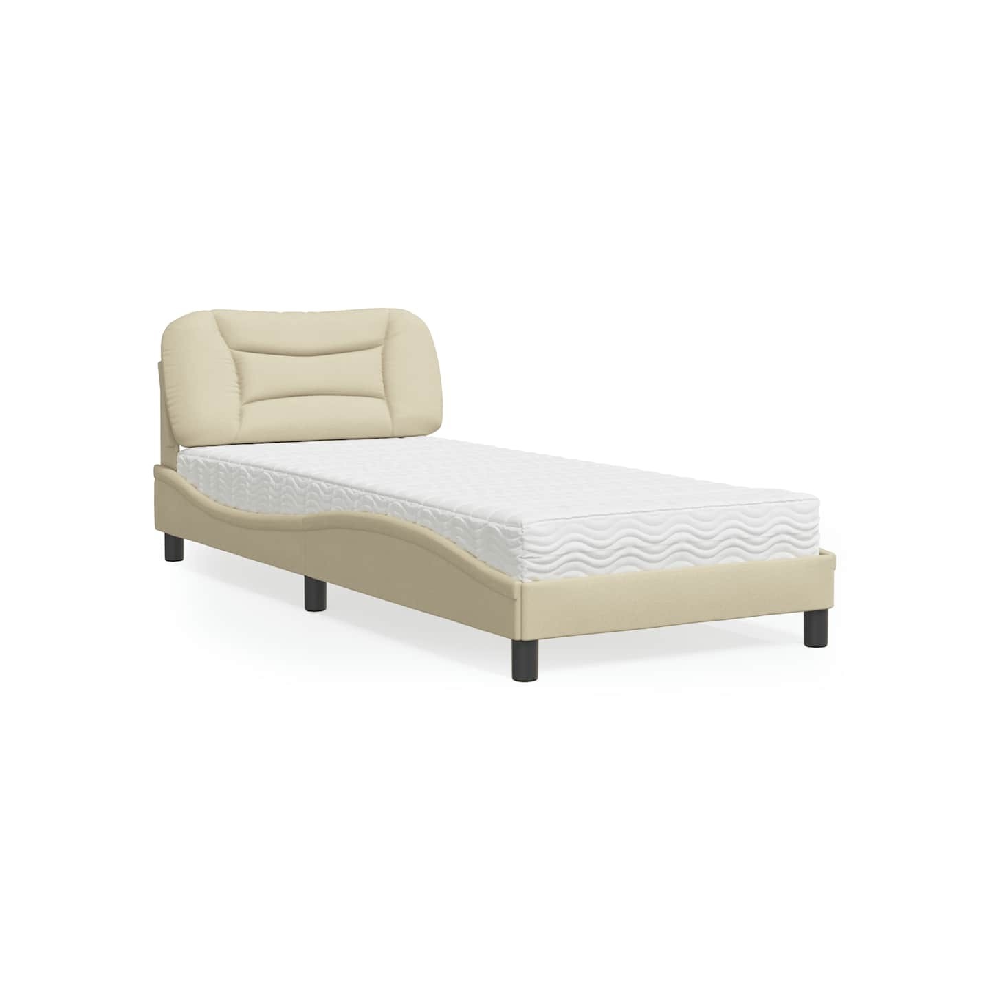 Lit avec matelas Hvar crème 80x200 cm tissu