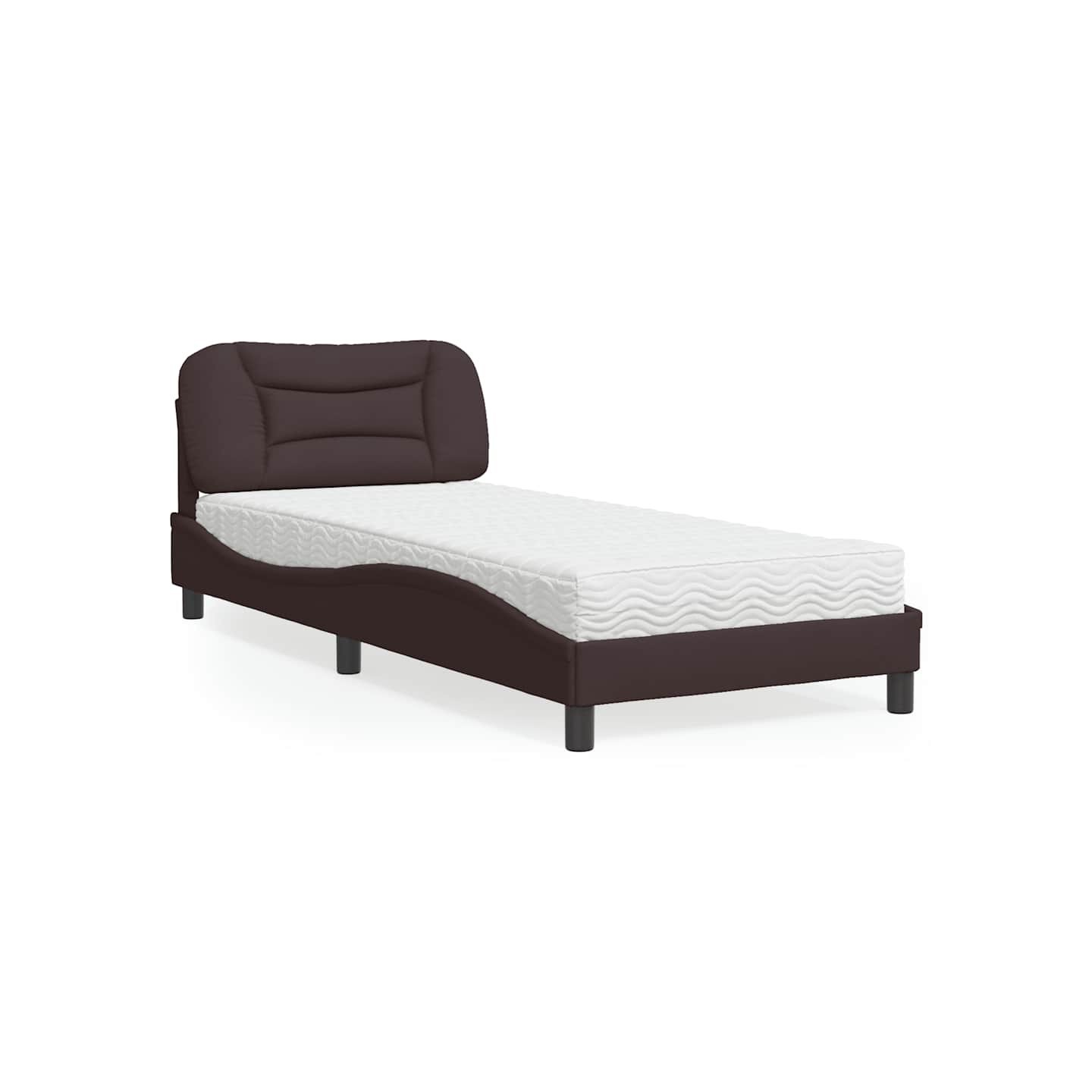 Lit avec matelas Hvar marron foncé 90x190 cm tissu