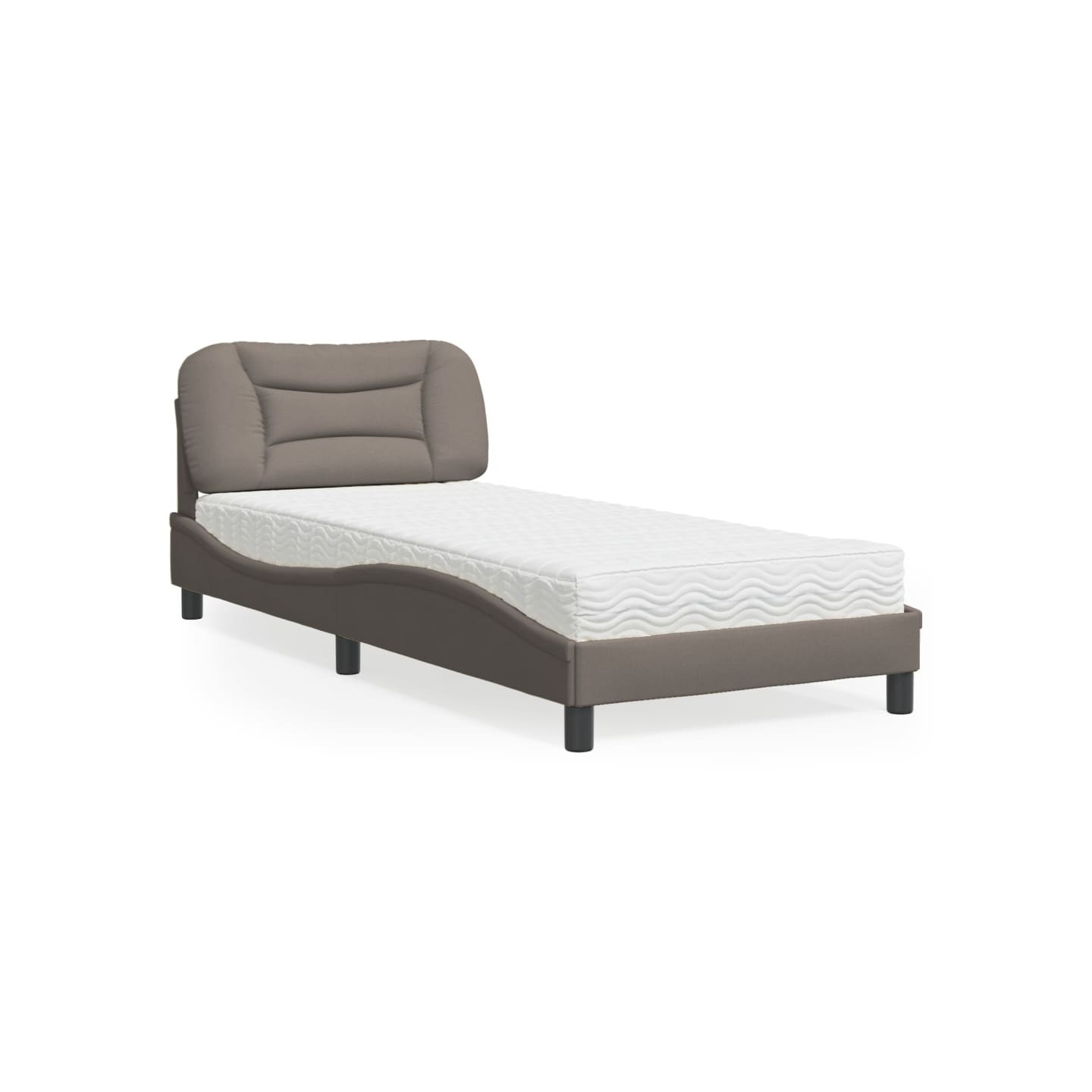 Lit avec matelas Hvar taupe 90x200 cm tissu
