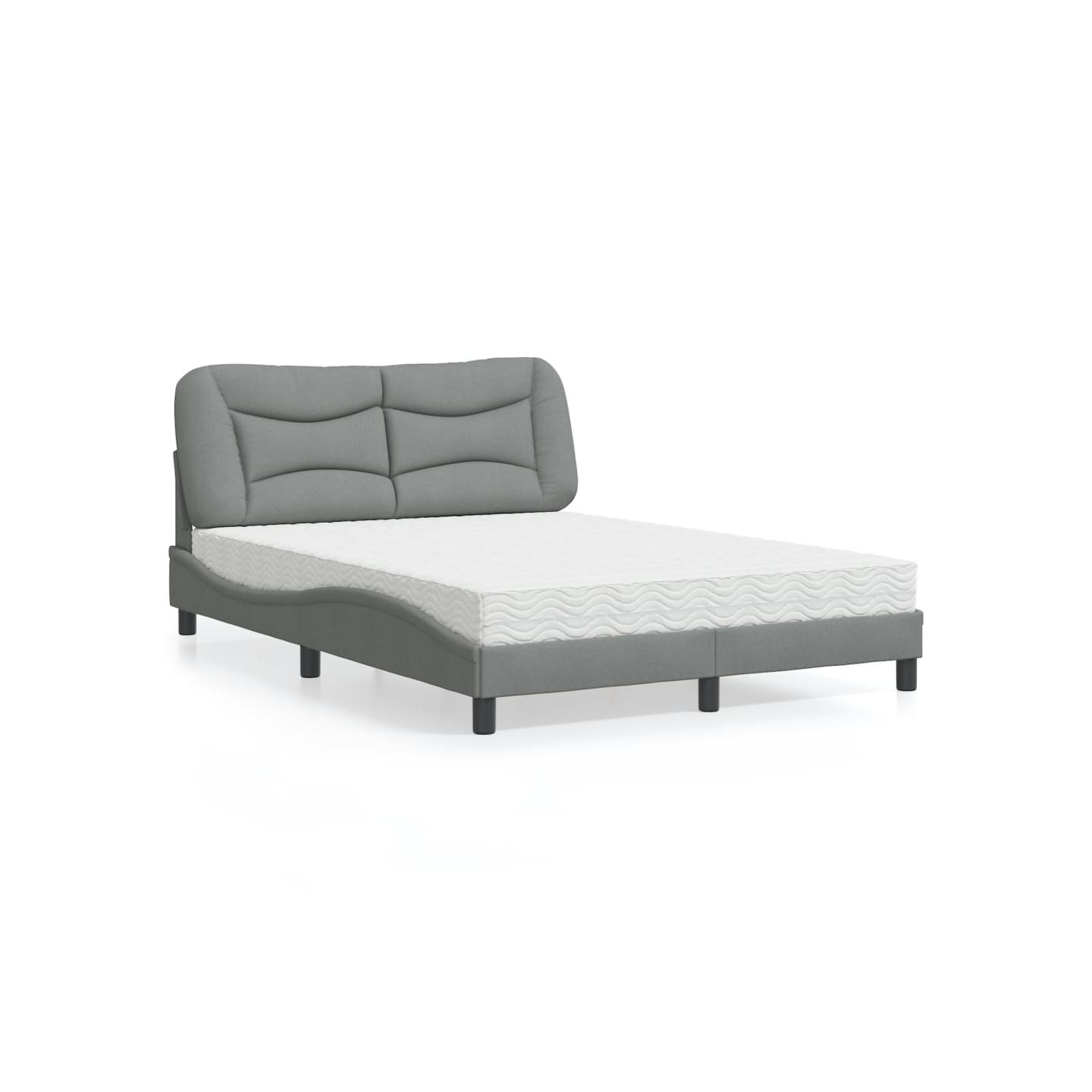 Lit avec matelas Hvar gris clair 120x200 cm tissu