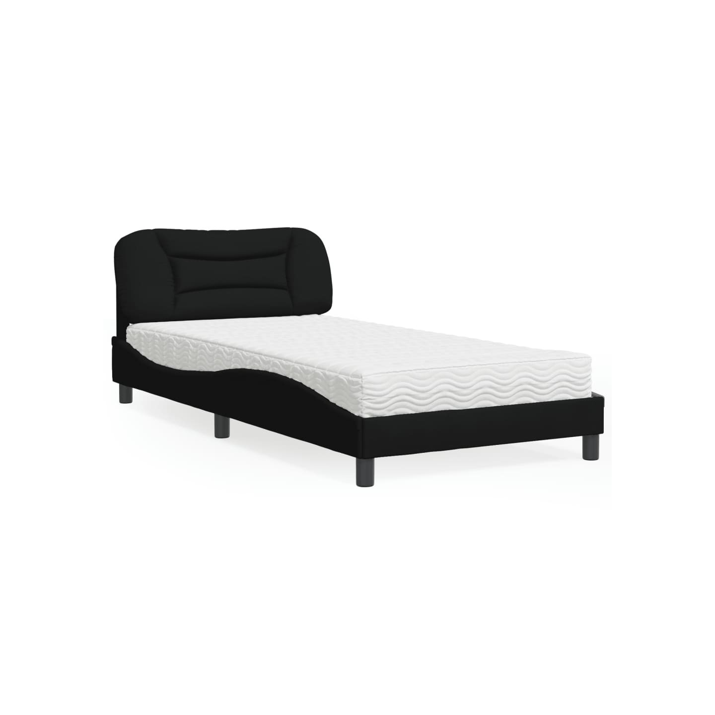 Lit avec matelas Hvar noir 100x200 cm tissu
