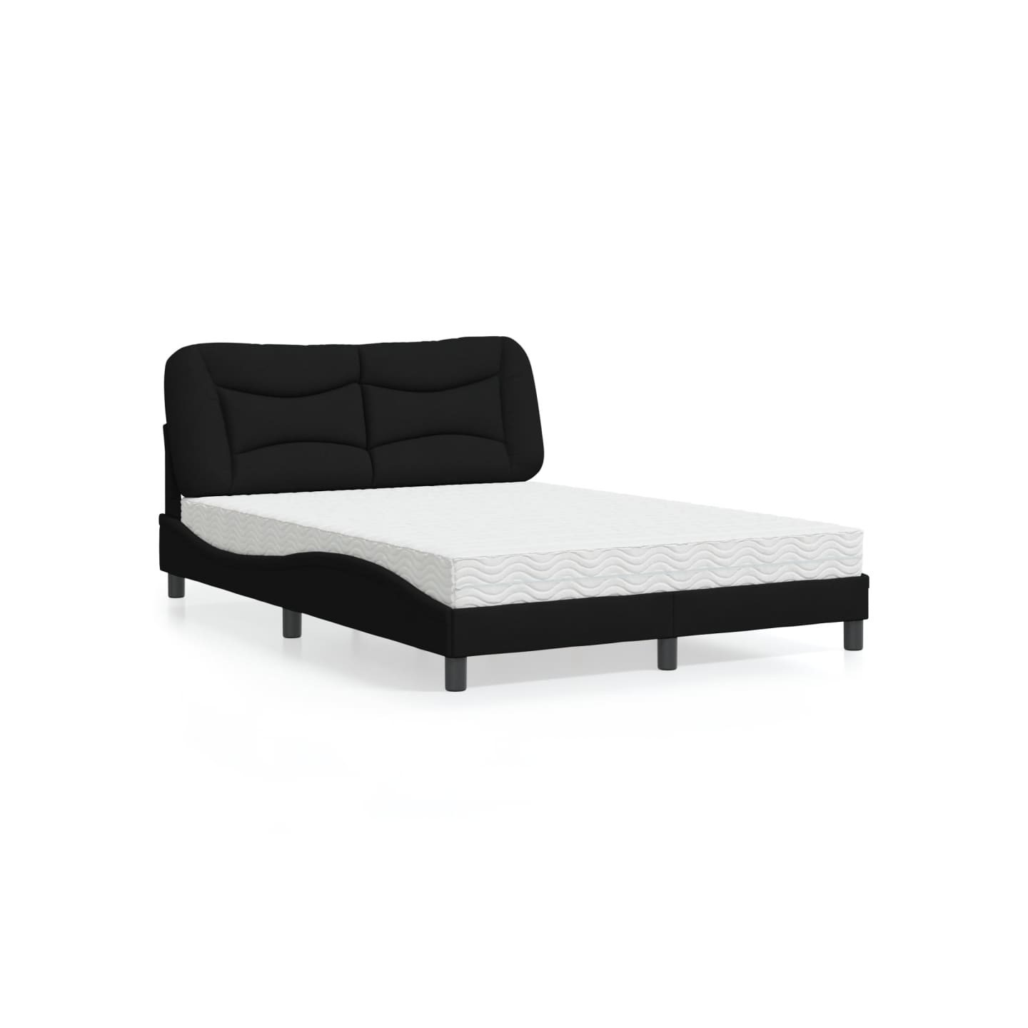 Lit avec matelas Hvar noir 140x190 cm tissu
