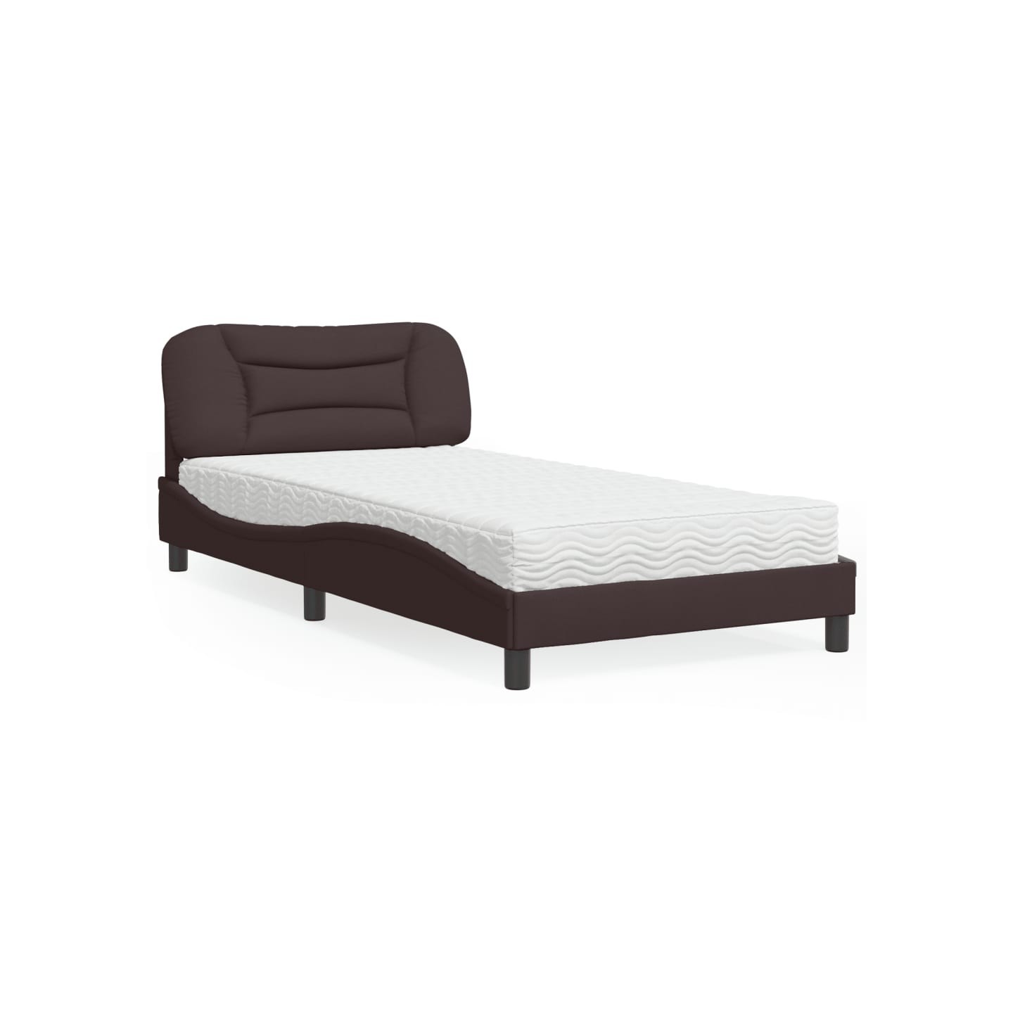 Lit avec matelas Hvar marron foncé 100x200 cm tissu