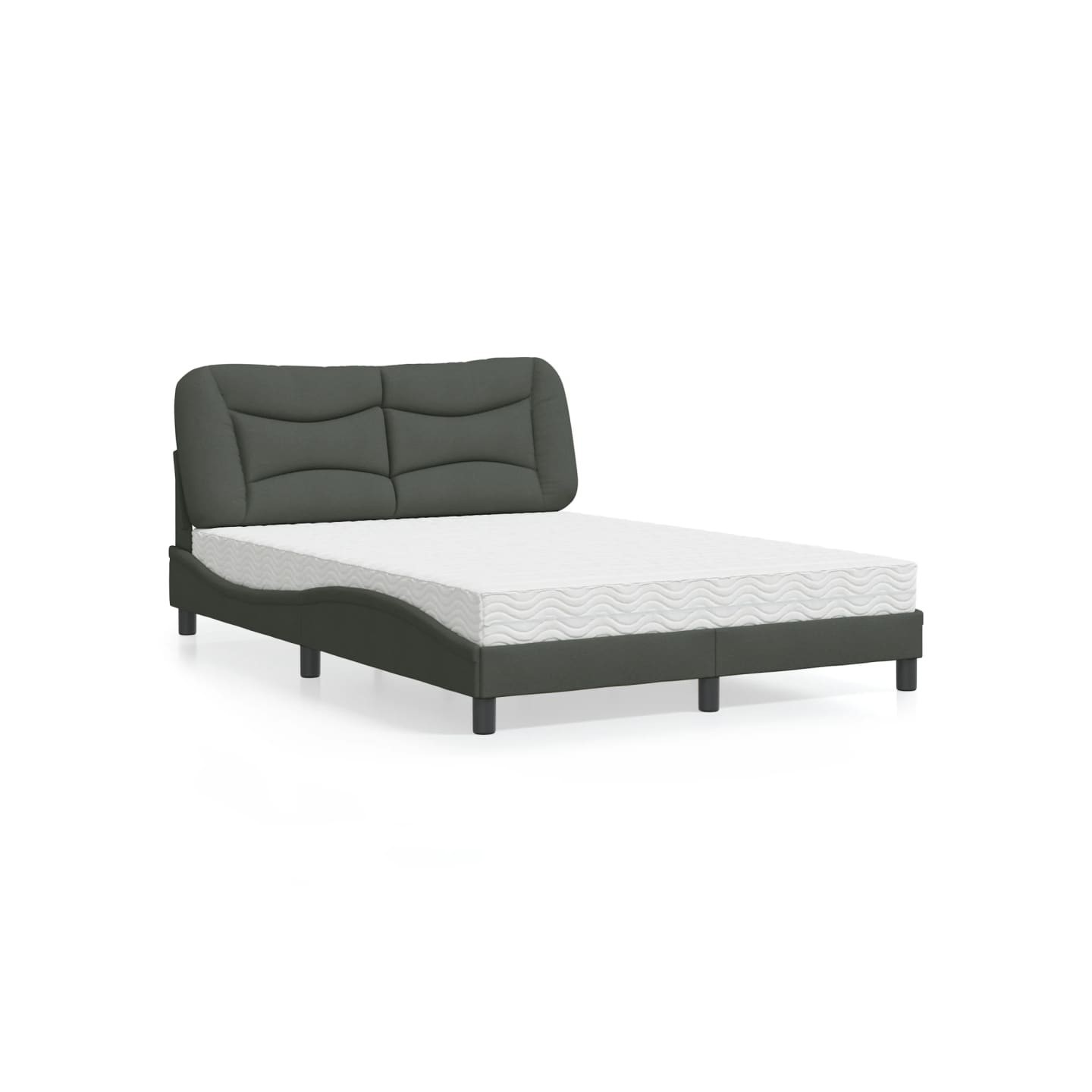 Lit avec matelas Hvar gris foncé 120x200 cm tissu