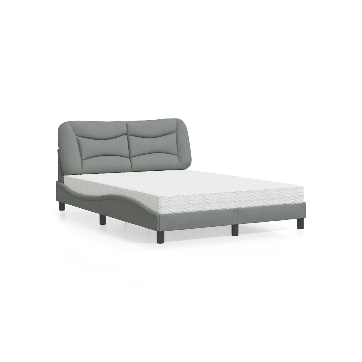 Lit avec matelas Hvar gris clair 140x200 cm tissu