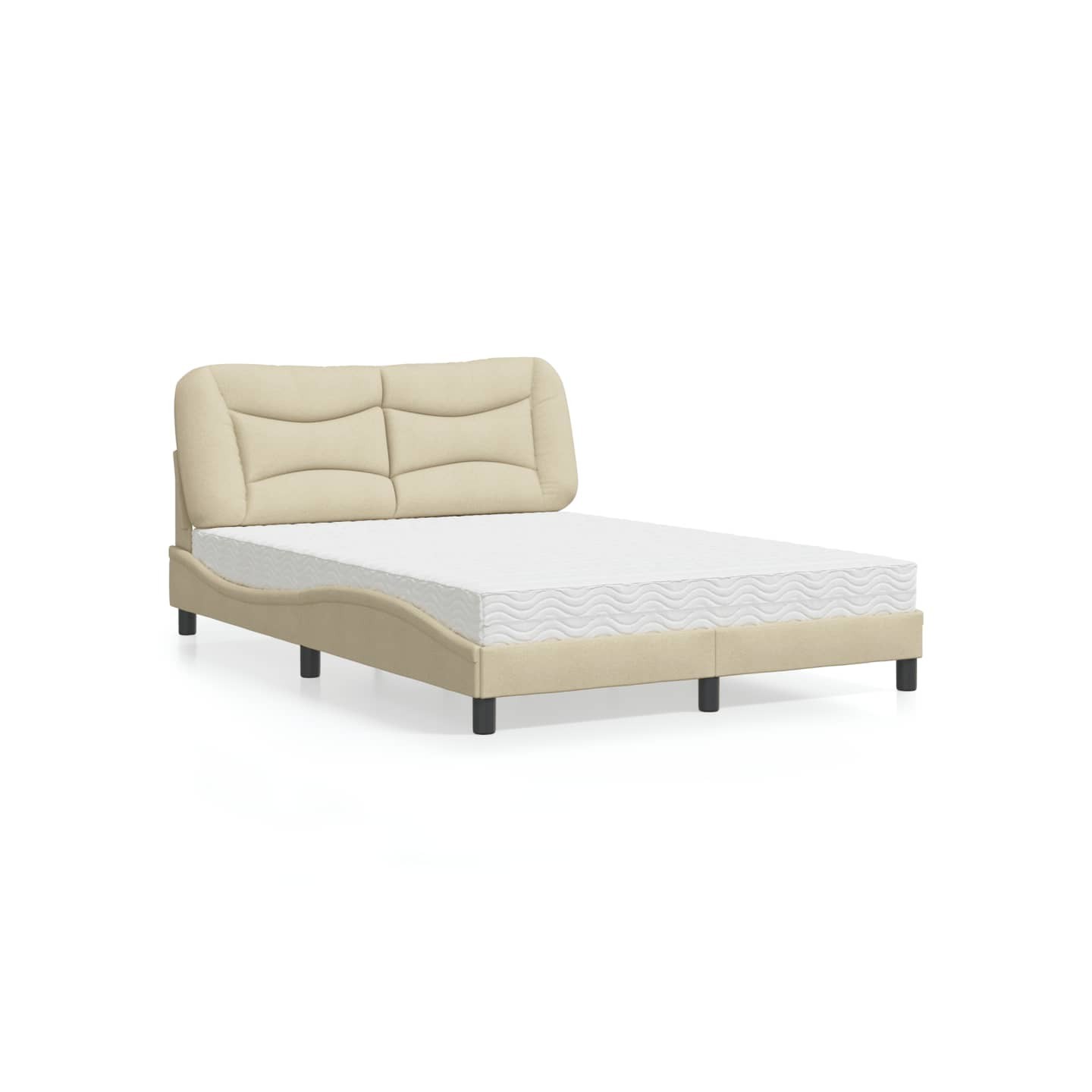 Lit avec matelas Hvar crème 120x200 cm tissu