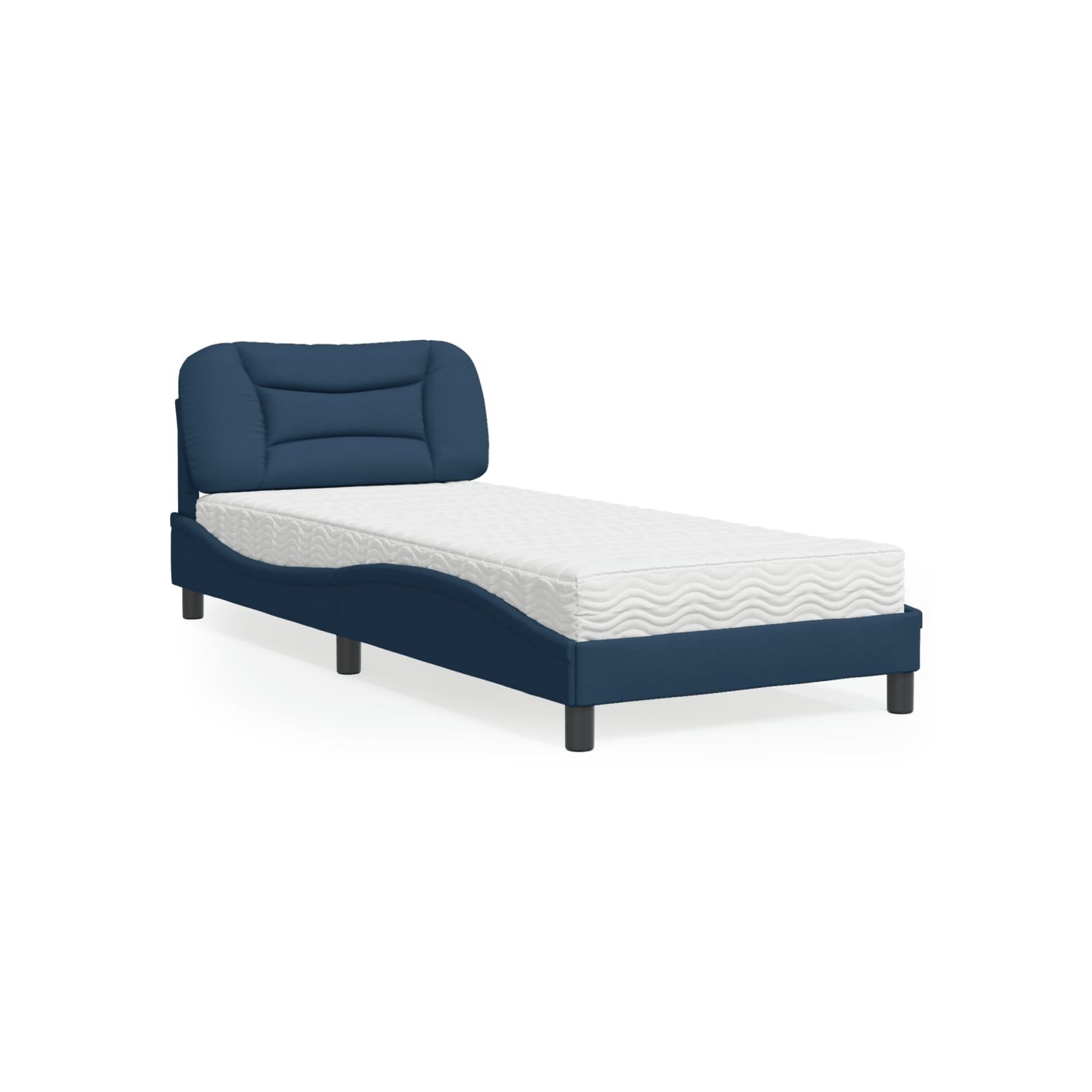 Lit avec matelas Hvar bleu 90x200 cm tissu