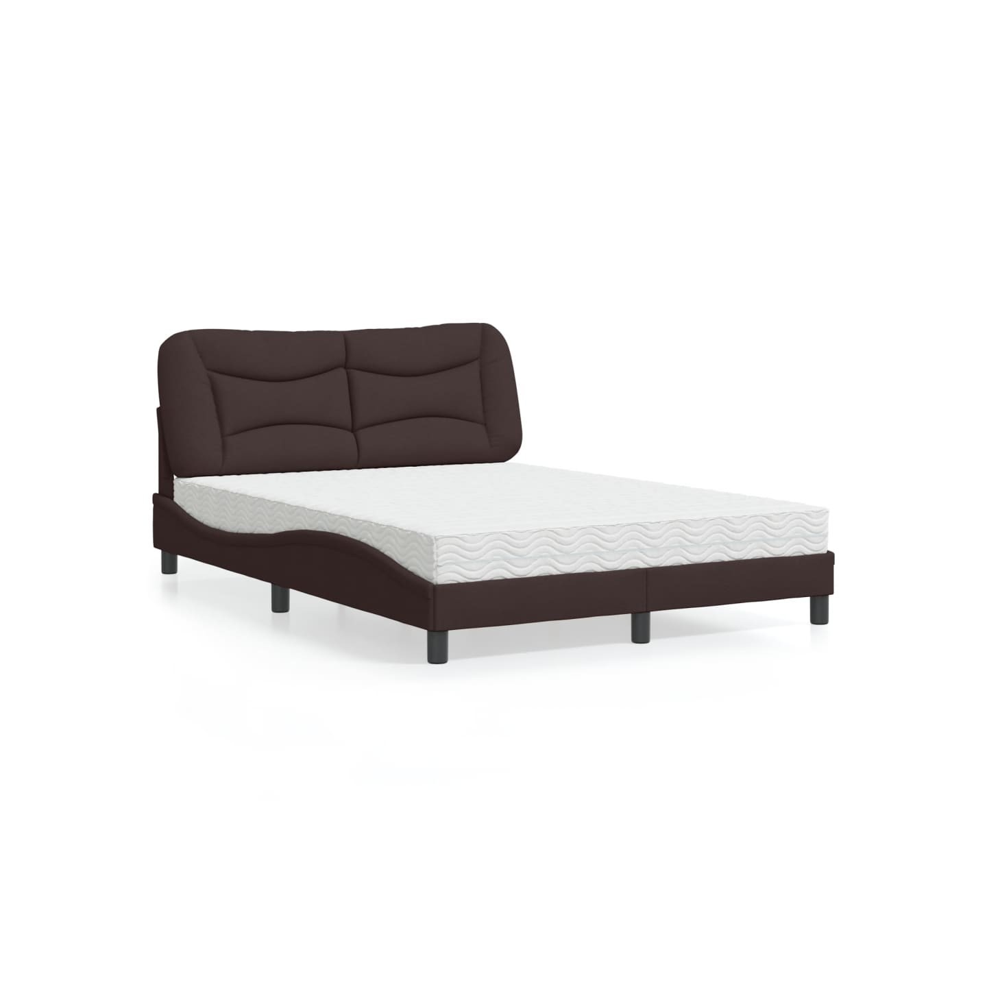 Lit avec matelas Hvar marron foncé 140x190 cm tissu