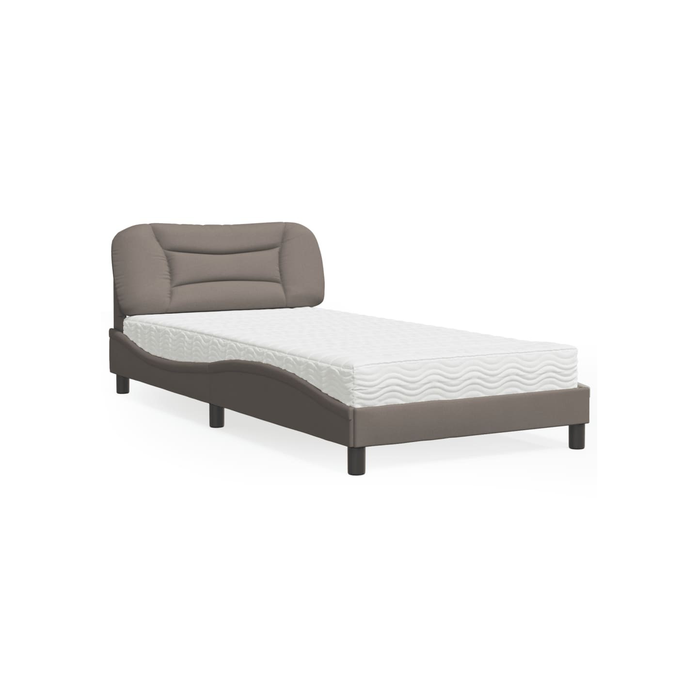Lit avec matelas Hvar taupe 100x200 cm tissu