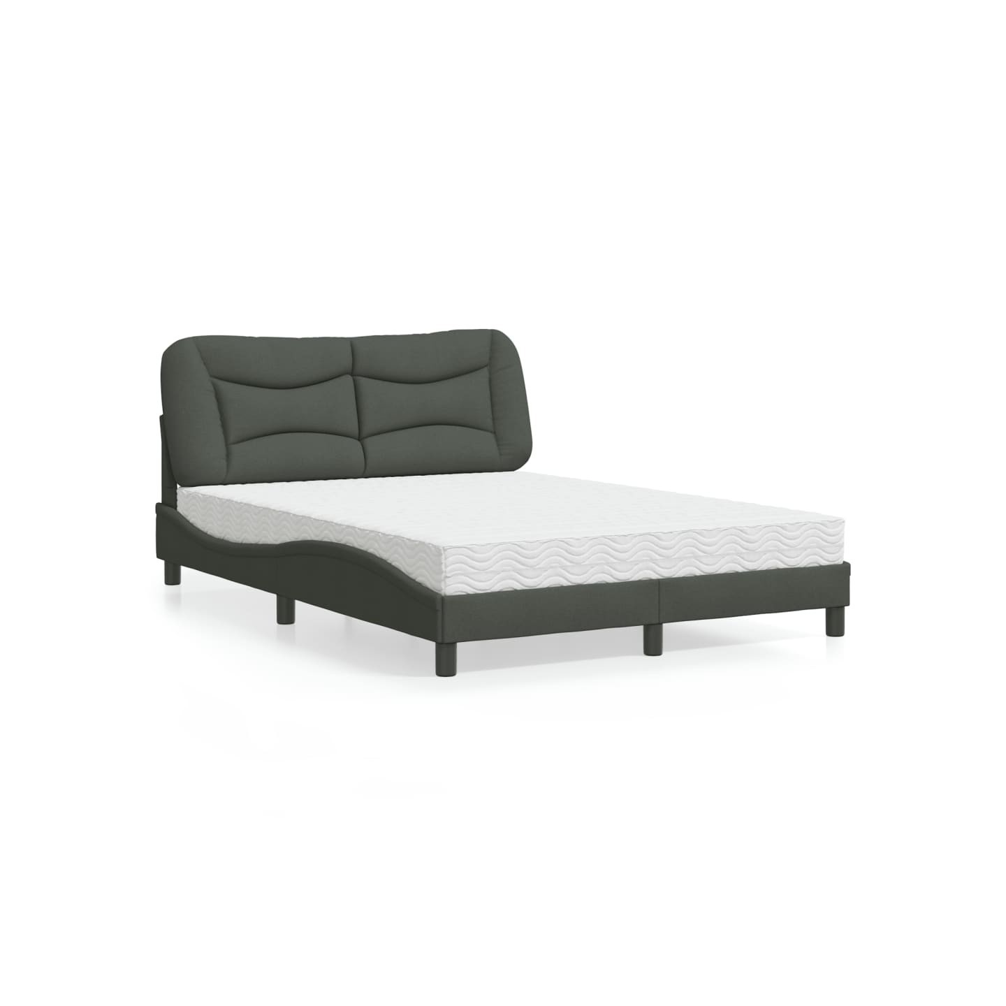 Lit avec matelas Hvar gris foncé 140x200 cm tissu