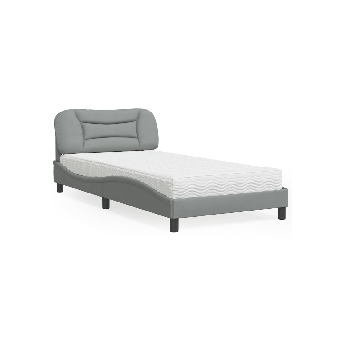 Lit avec matelas Hvar gris clair 100x200 cm tissu
