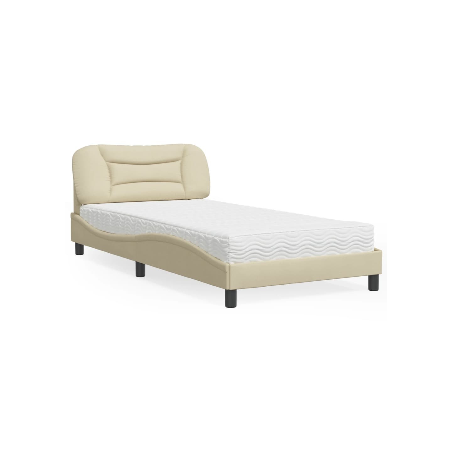 Lit avec matelas Hvar crème 100x200 cm tissu