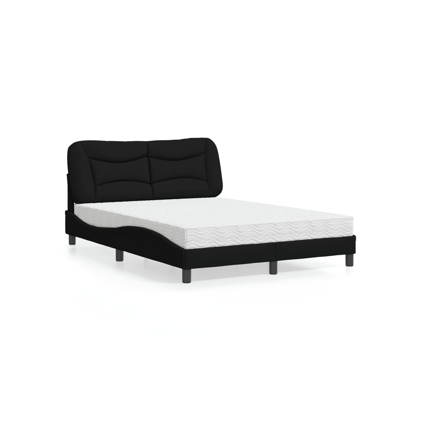 Lit avec matelas Hvar noir 140x200 cm tissu