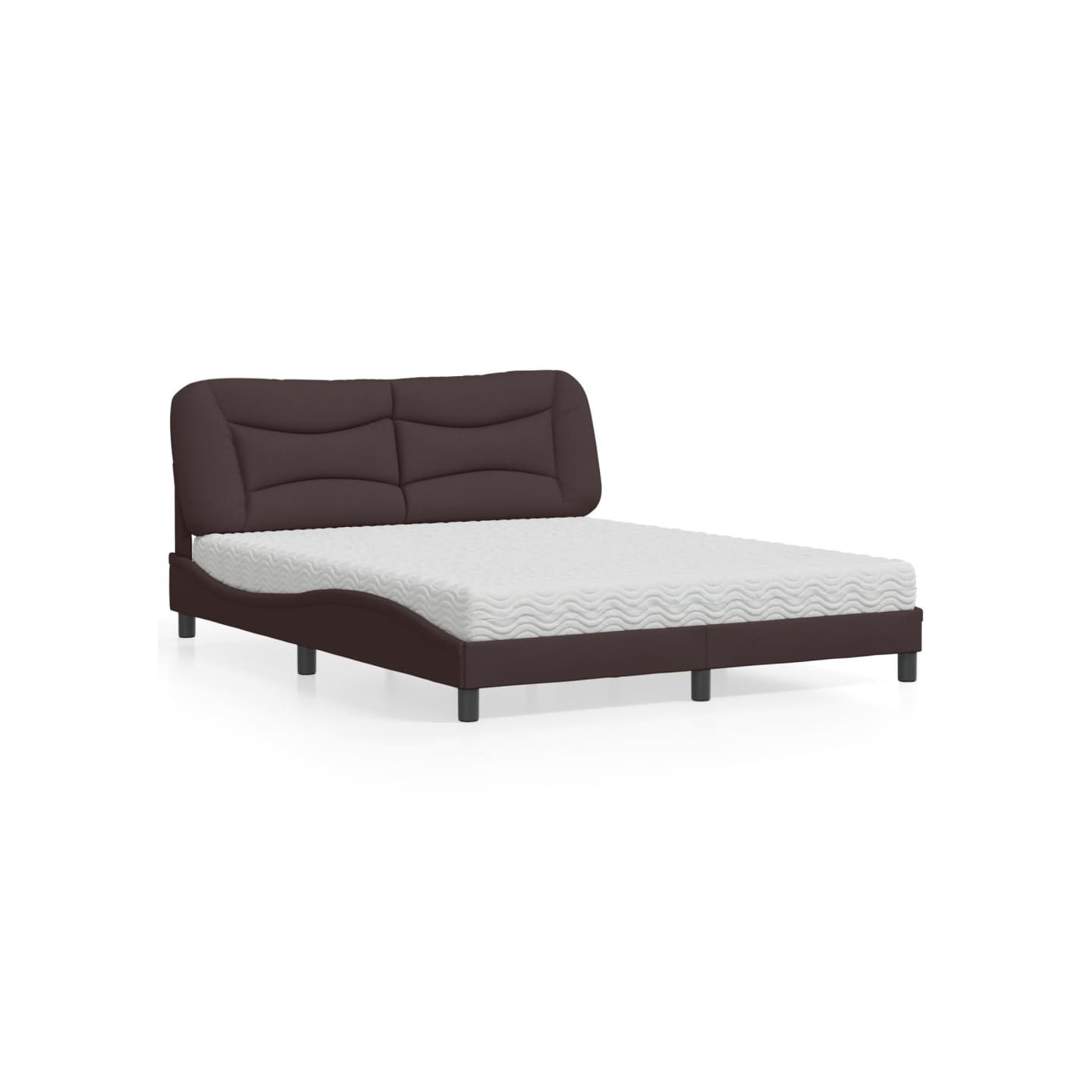 Lit avec matelas Hvar marron foncé 160x200 cm tissu