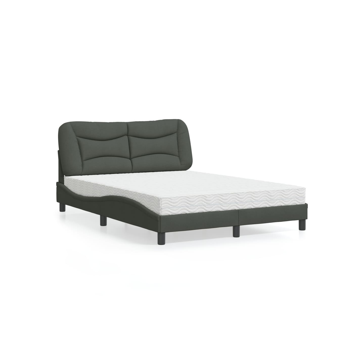 Lit avec matelas Hvar gris foncé 140x190 cm tissu