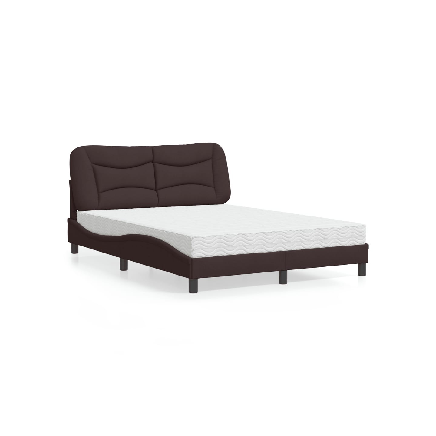 Lit avec matelas Hvar marron foncé 140x200 cm tissu