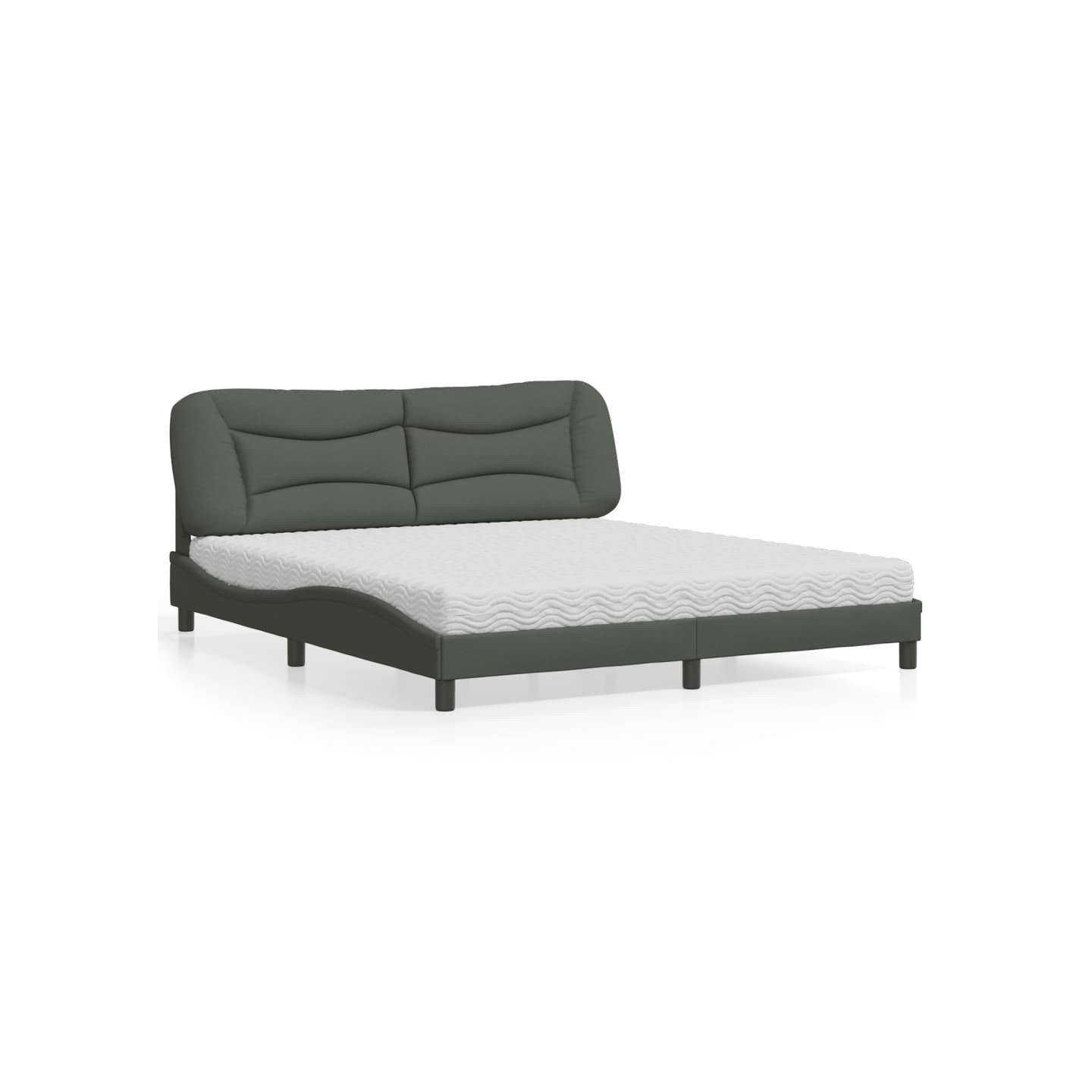 Lit avec matelas Hvar gris foncé 180x200 cm tissu