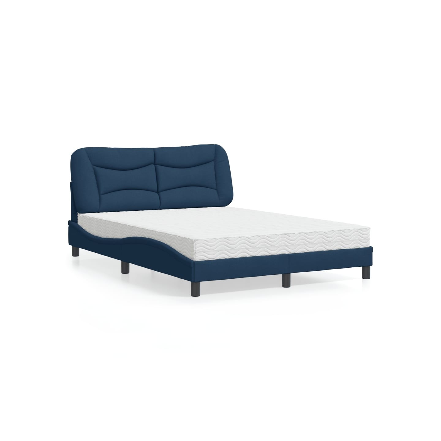Lit avec matelas Hvar bleu 140x190 cm tissu