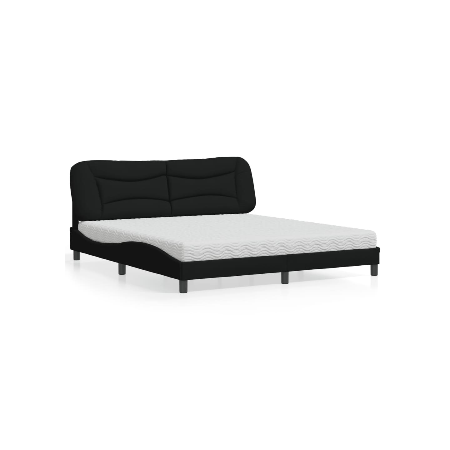 Lit avec matelas Hvar noir 180x200 cm tissu
