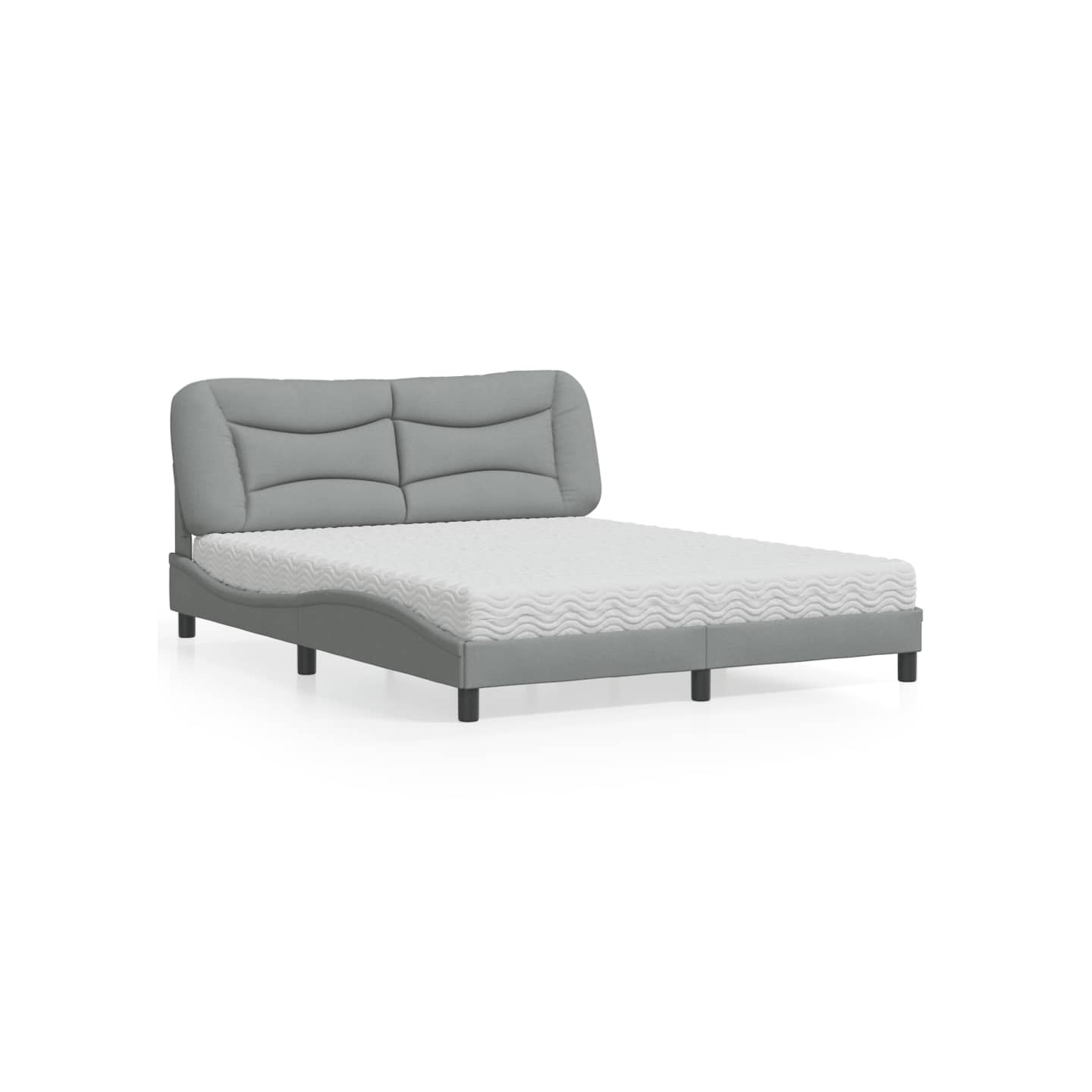 Lit avec matelas Hvar gris clair 160x200 cm tissu