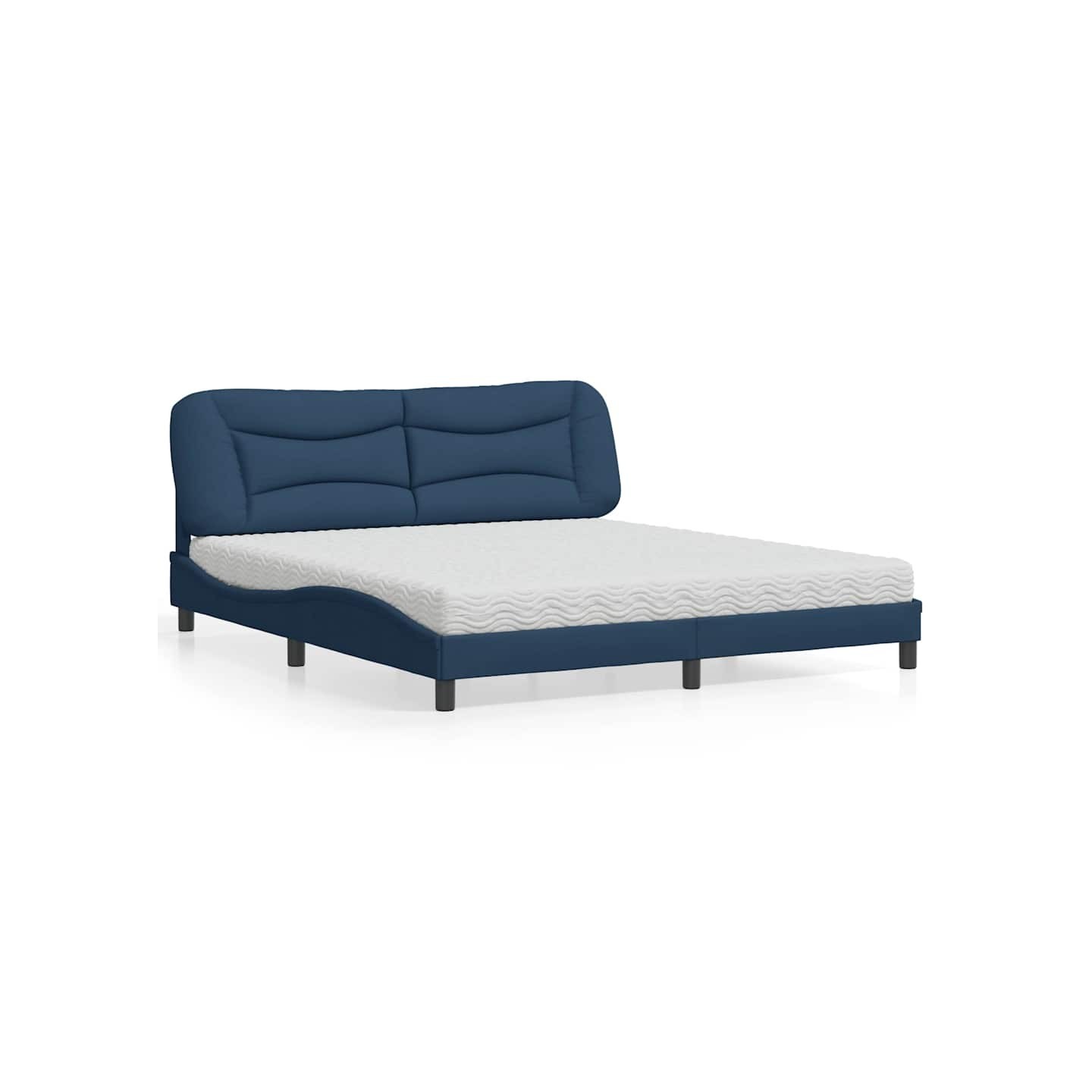 Lit avec matelas Hvar bleu 180x200 cm tissu
