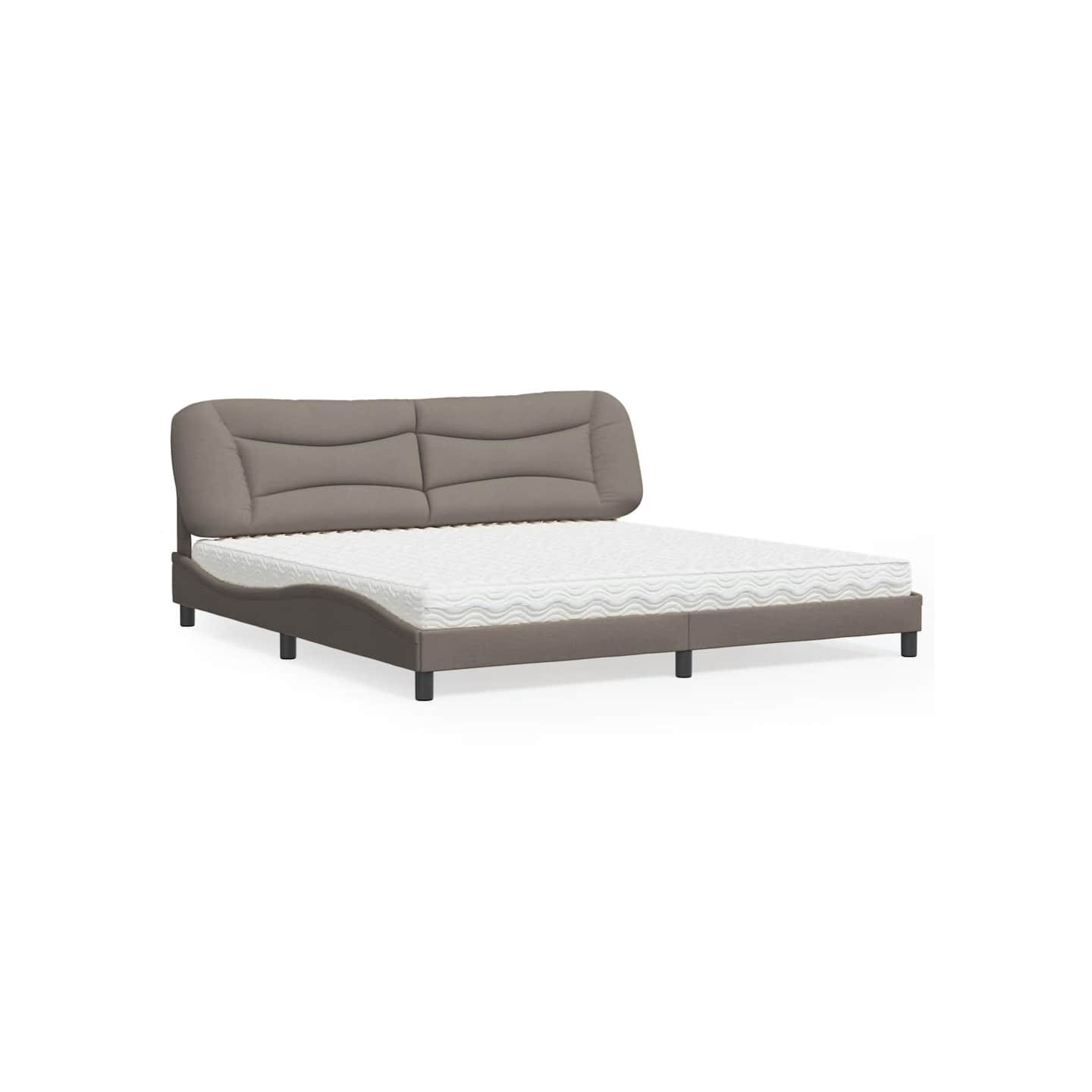 Lit avec matelas Hvar taupe 200x200 cm tissu