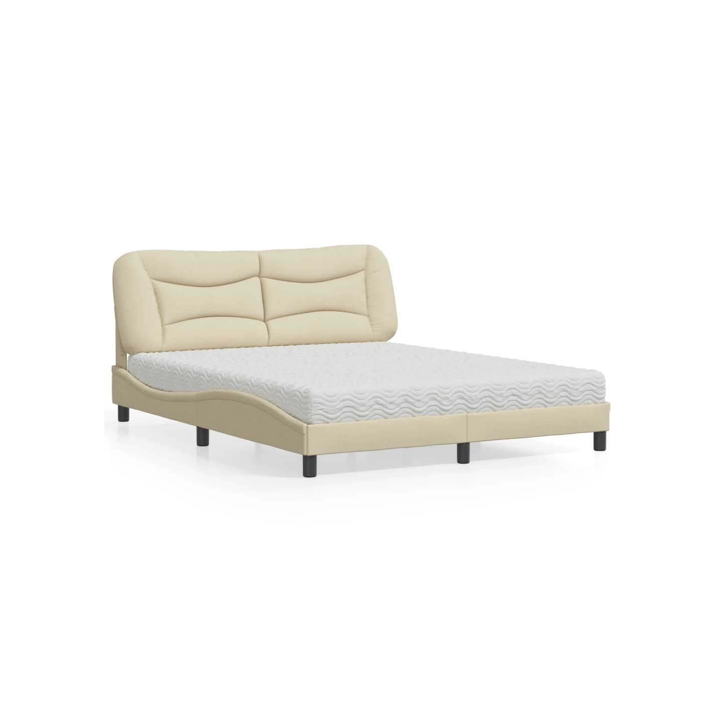 Lit avec matelas Hvar crème 160x200 cm tissu