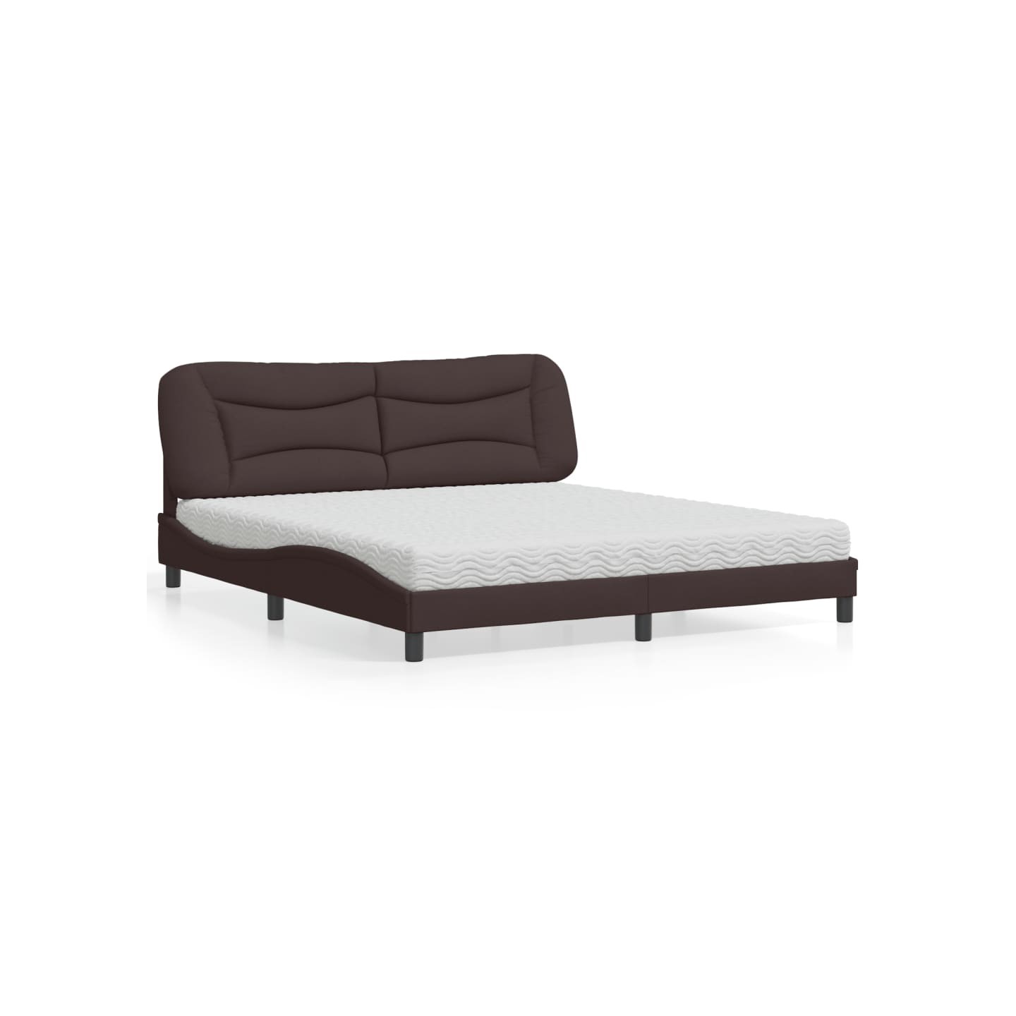 Lit avec matelas Hvar marron foncé 180x200 cm tissu