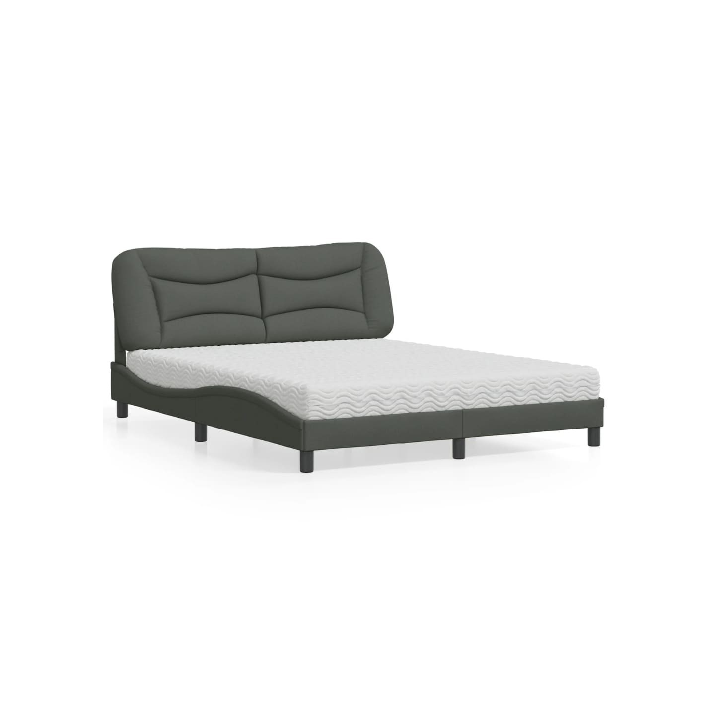Lit avec matelas Hvar gris foncé 160x200 cm tissu
