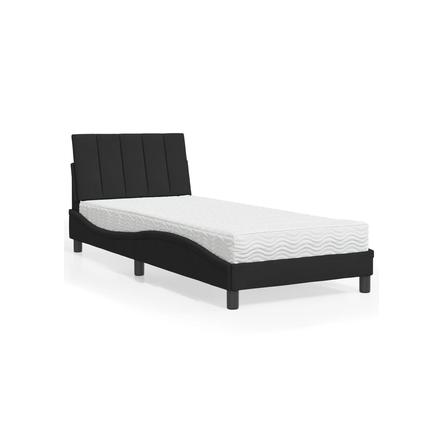Lit avec matelas Hanko noir 80x200 cm velours
