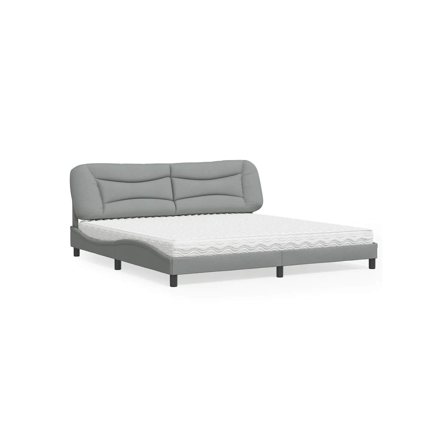 Lit avec matelas Hvar gris clair 200x200 cm tissu