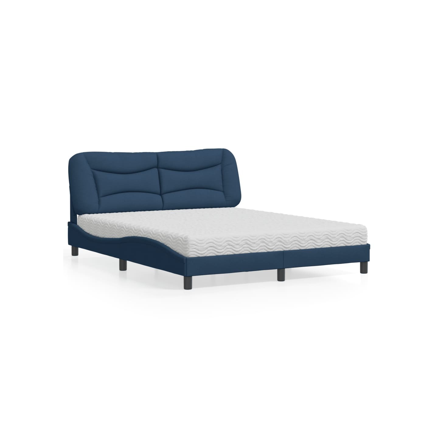 Lit avec matelas Hvar bleu 160x200 cm tissu
