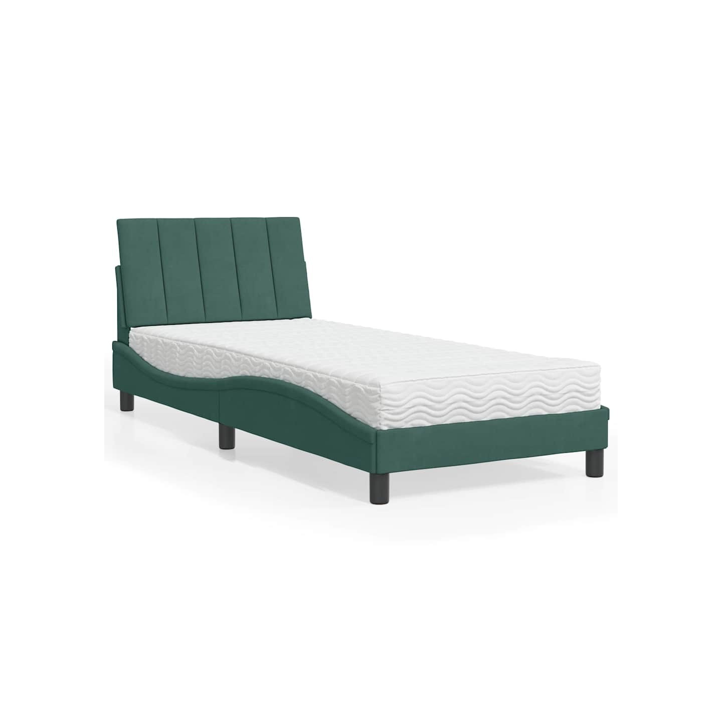 Lit avec matelas Hanko vert foncé 80x200 cm velours