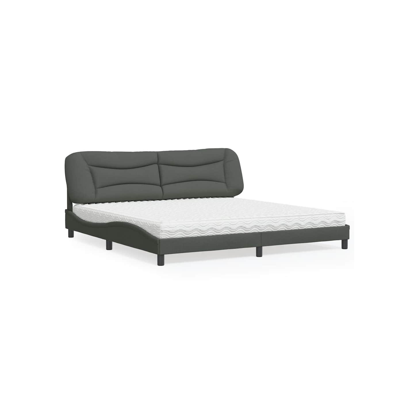 Lit avec matelas Hvar gris foncé 200x200 cm tissu