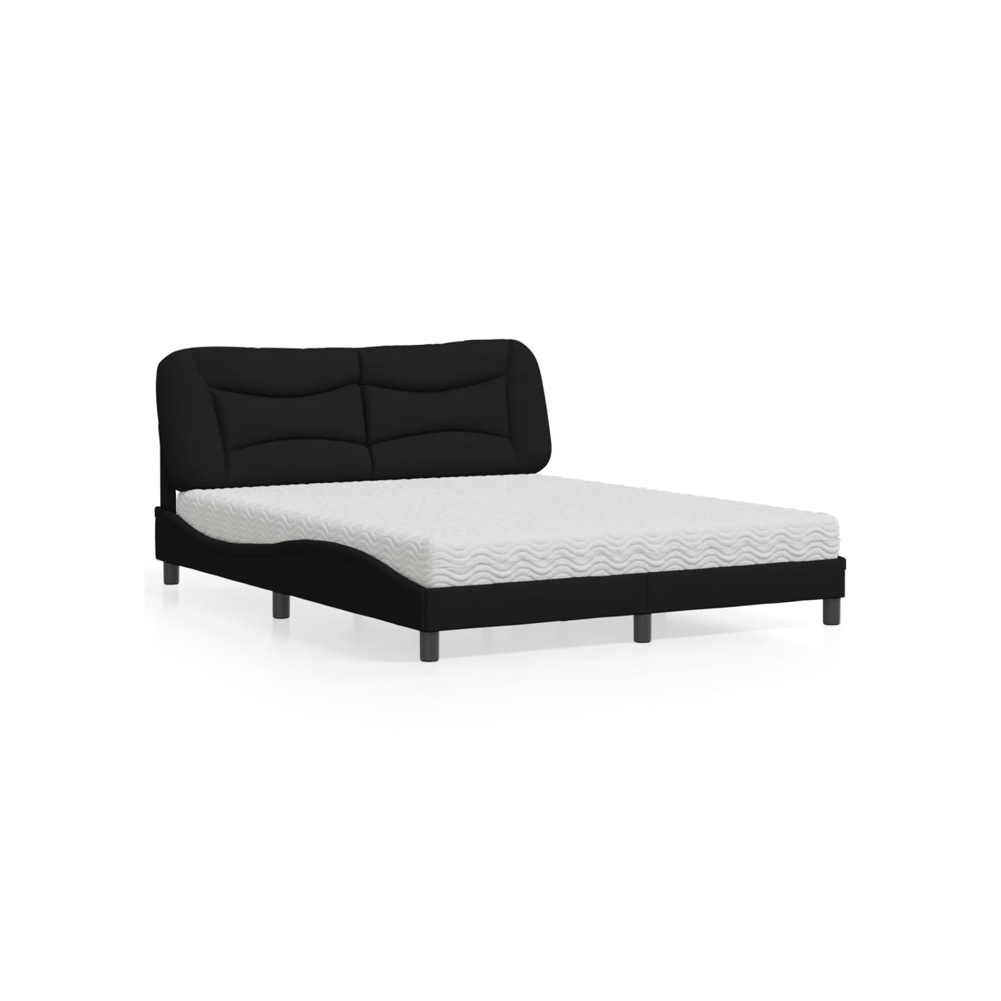 Lit avec matelas Hvar noir 160x200 cm tissu