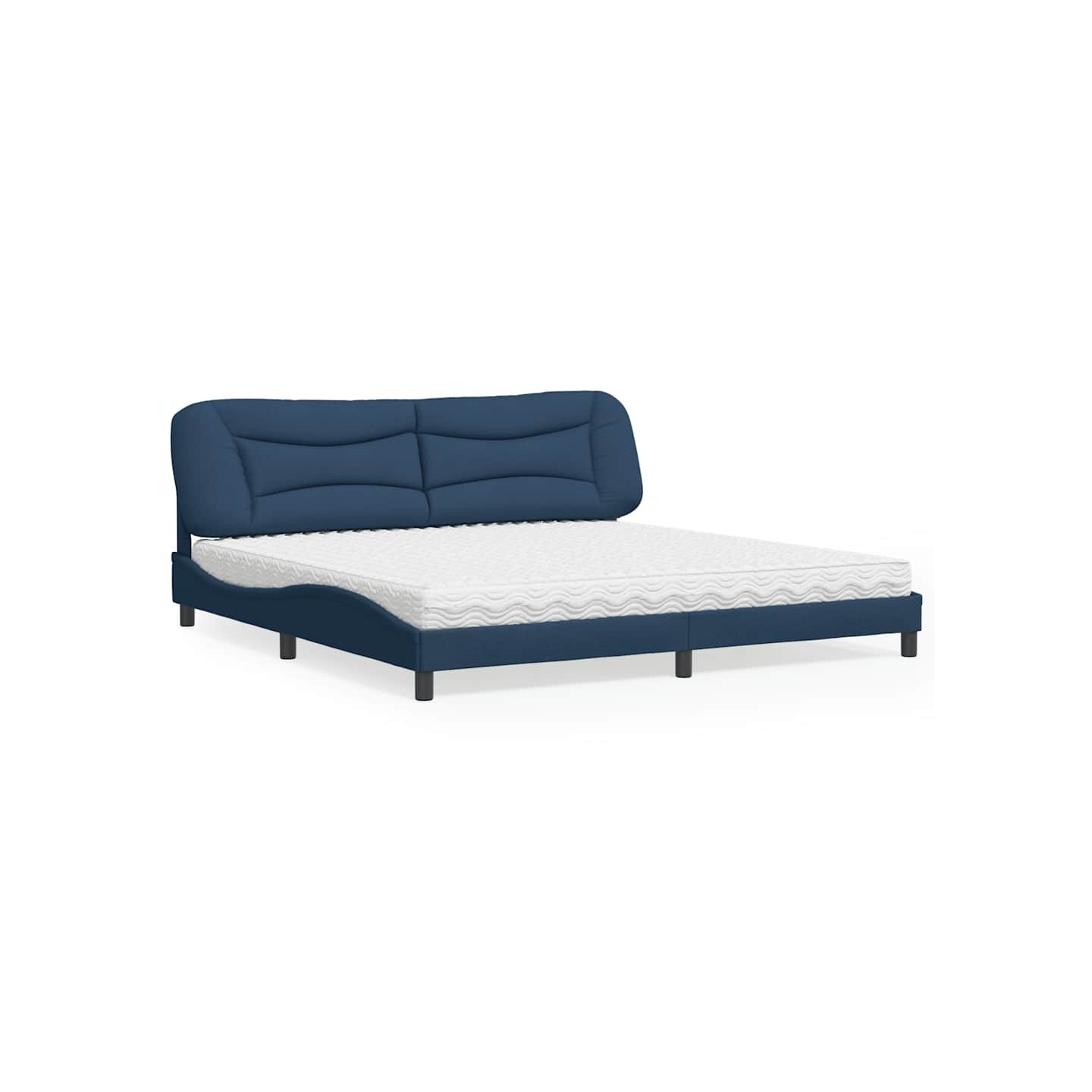 Lit avec matelas Hvar bleu 200x200 cm tissu