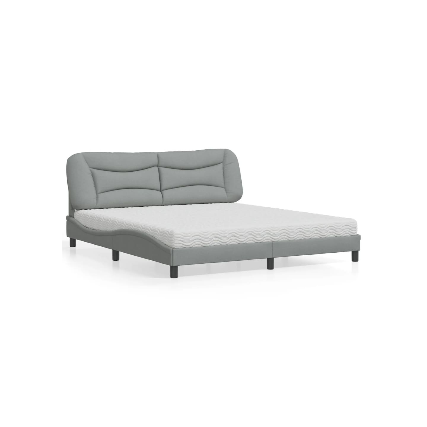 Lit avec matelas Hvar gris clair 180x200 cm tissu