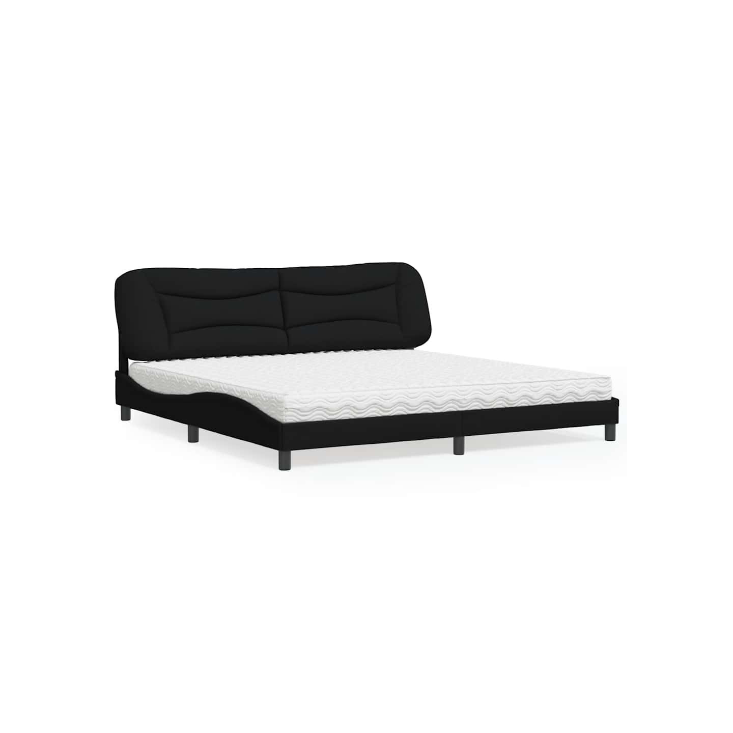 Lit avec matelas Hvar noir 200x200 cm tissu