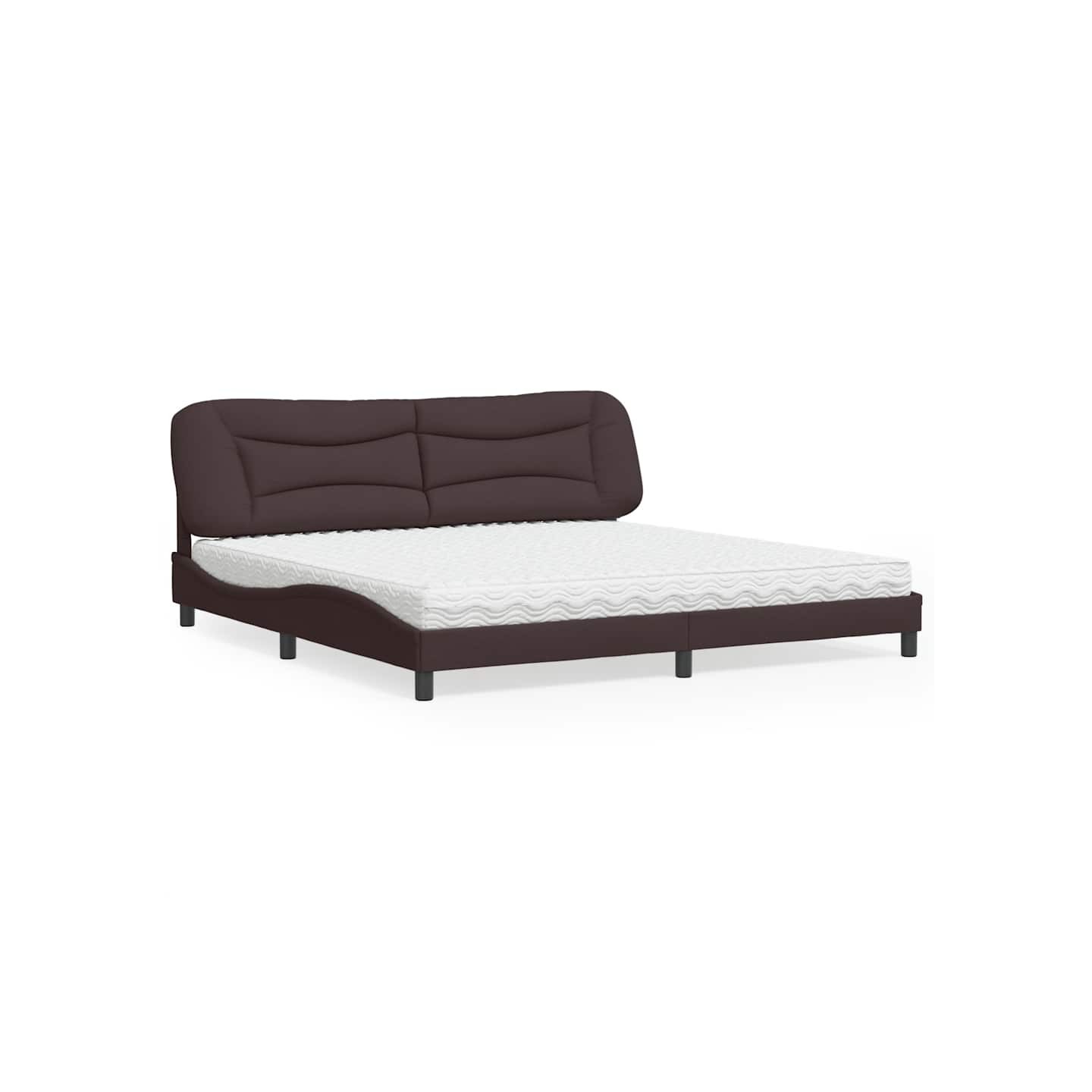 Lit avec matelas Hvar marron foncé 200x200 cm tissu