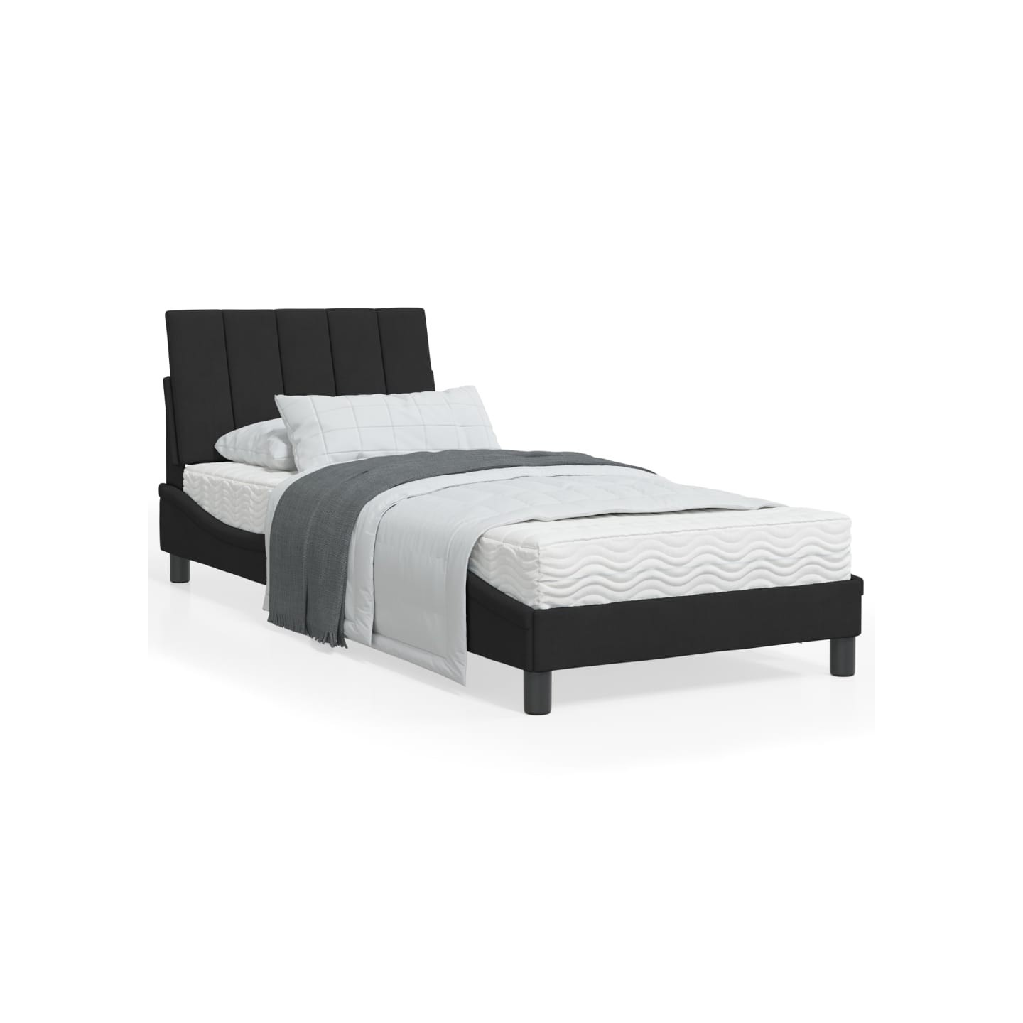 Lit avec matelas Hanko noir 90x200 cm velours