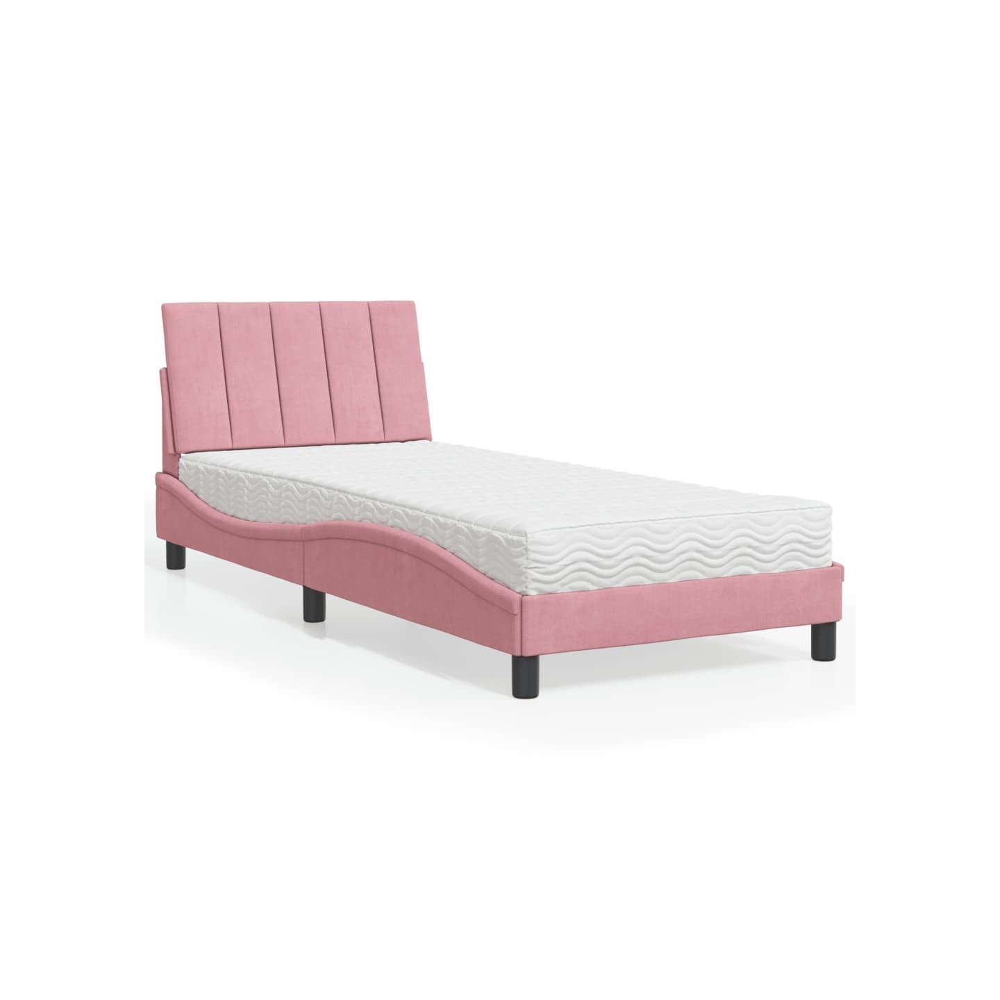 Lit avec matelas Hanko rose 80x200 cm velours